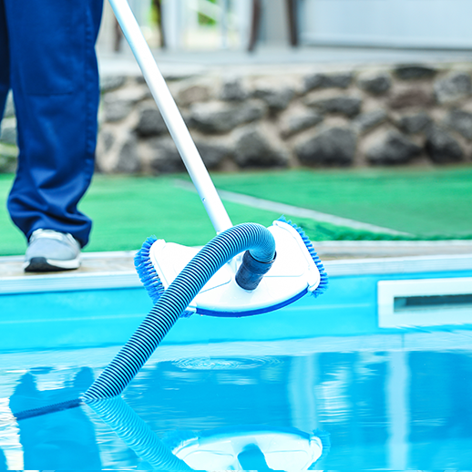 Pool cleaning with vacuum hose